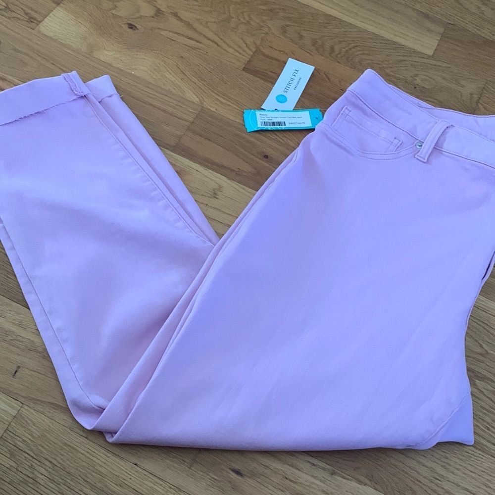 NEW Pistola Womens Pink High Rise Straight Cropped Denim Jeans Plus Size 18 34